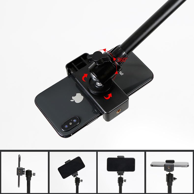 Image of SHOPEE Overhead Phone Mount with Tripod Light Stand 2M Stand 70cm Boom Arm for Phone Camera Holder 360-degree Rotating Stand Tripods Video Recording,Cooking,Photography,Live Streaming,YouTube