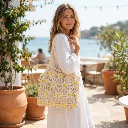 Bolso tejido mujer para playa y hombro miniatura 2