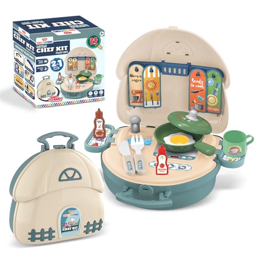 Image of Wembley Kitchen Set for Kids Girl & Boy 2-7 Years Old | Portable Pretend Play Toy for Girls | Mini Kitchen Playset Suitcase | Safe and Non-Toxic | Birthday Gift for Kids Ages 2 to 7