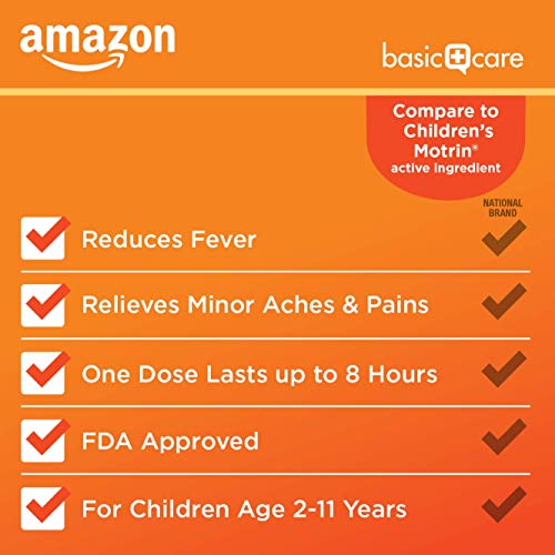 Amazon Basic Care Children's Ibuprofen Chewable Tablets 100 mg, Orange Flavor, Pain Reliever and Fever Reducer (NSAID), For Ages 2-11, 24 Count - image 3