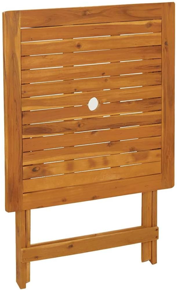 The vidaXL Foldable Outdoor Patio Table in its folded, upright position, showcasing il suo design compatto.