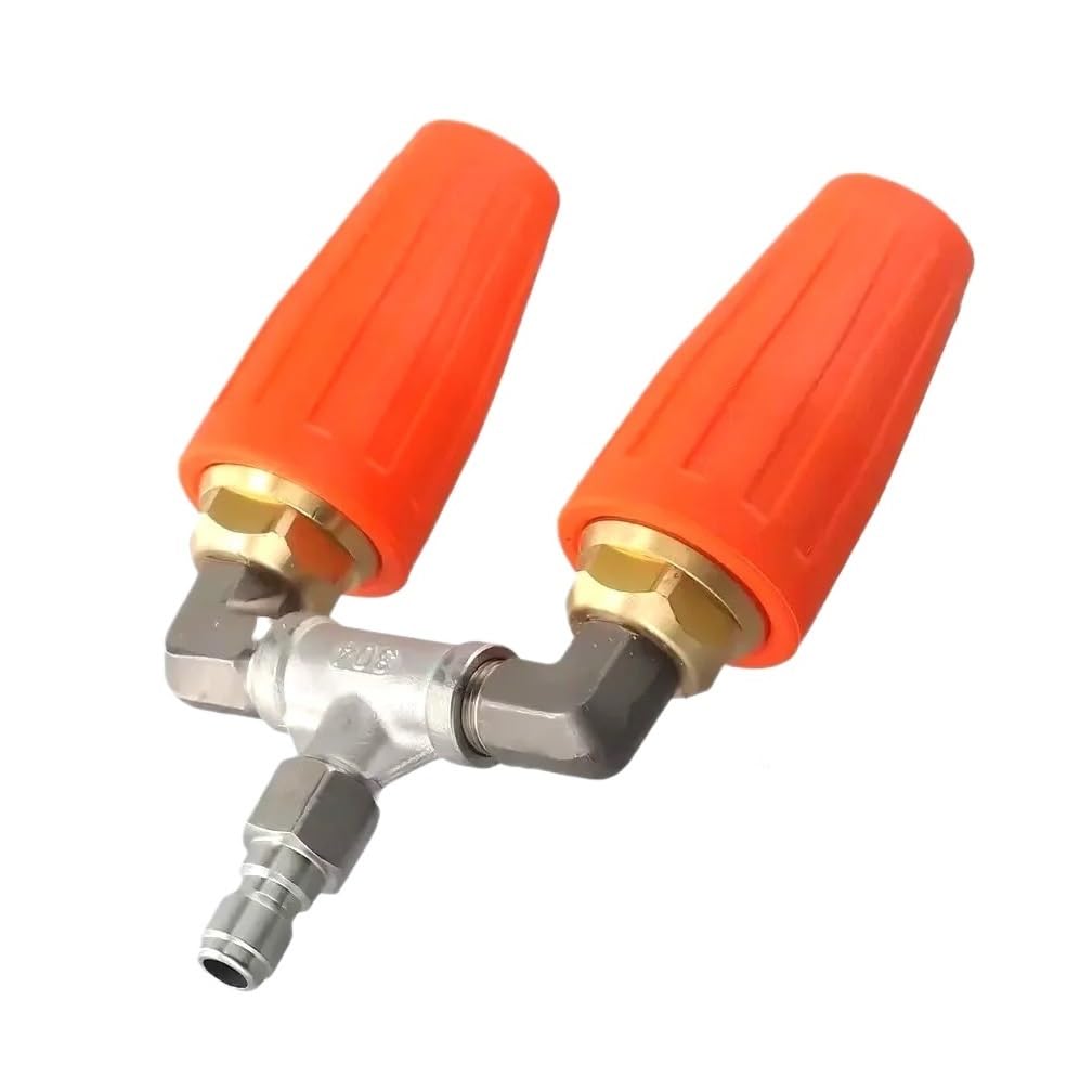 1piece Dual Nozzle Spray Tip High Pressure 1/4inch 4000PSI, 4-6GPM Replacement Nozzle for Garden Cleaning Tool(Orange)