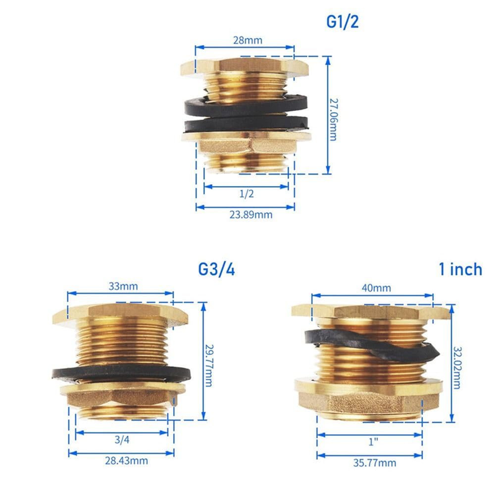 Conector de tubería con tuerca de fijación, adaptador para tanque de peces de 1/2" y 3/4" y 1"; conector de manguera simple con llave giratoria, acopl