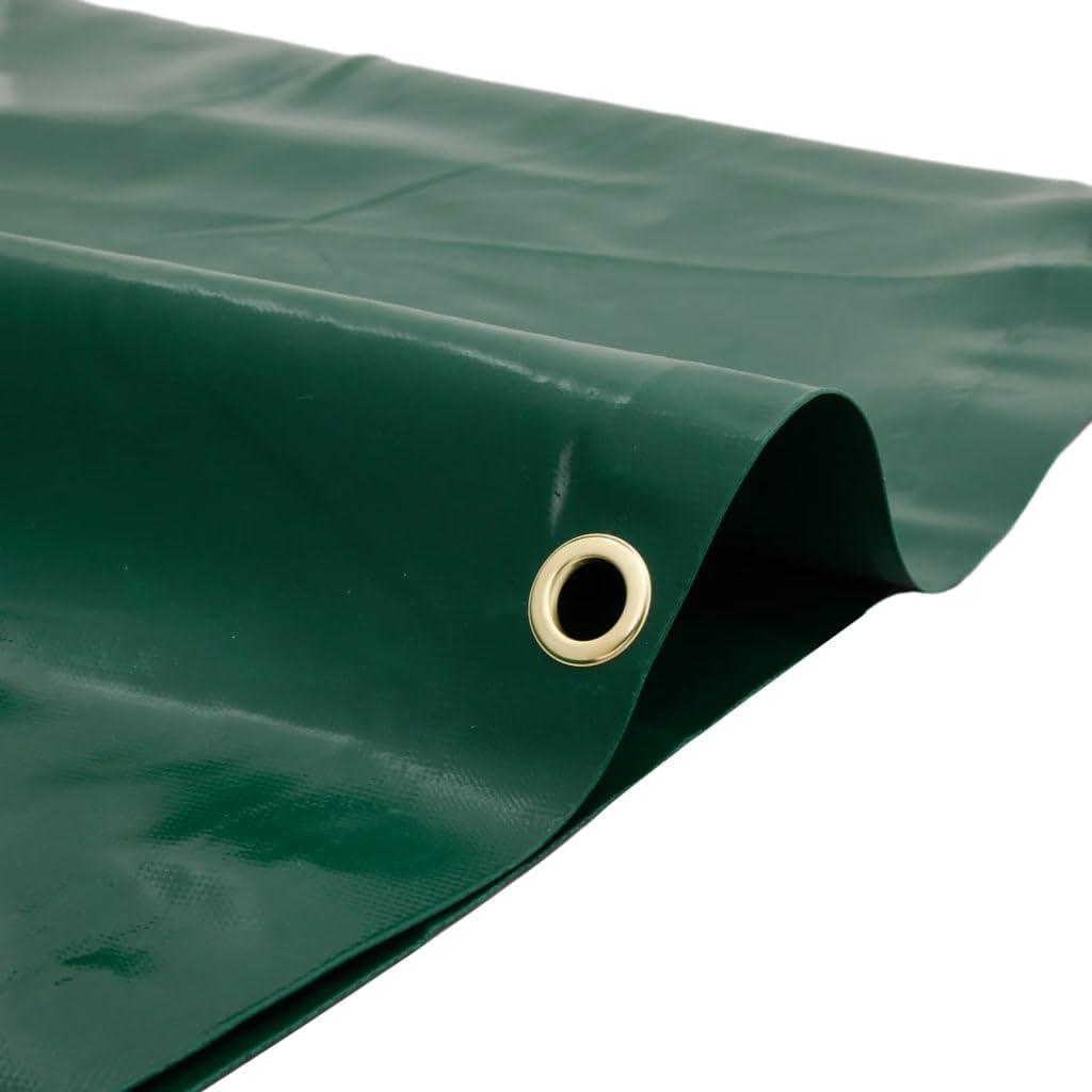 Telone verde in PVC, 5 x 7 m, 650 g/m², antistrappo, impermeabile, con occhielli, resistente alle intemperie, per mobili da giardino, auto, barca, rimorchio, campeggio, protezione e