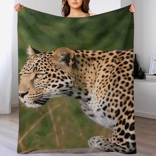 Couverture léopard en flanelle 76x127 cm pour lit et canapé