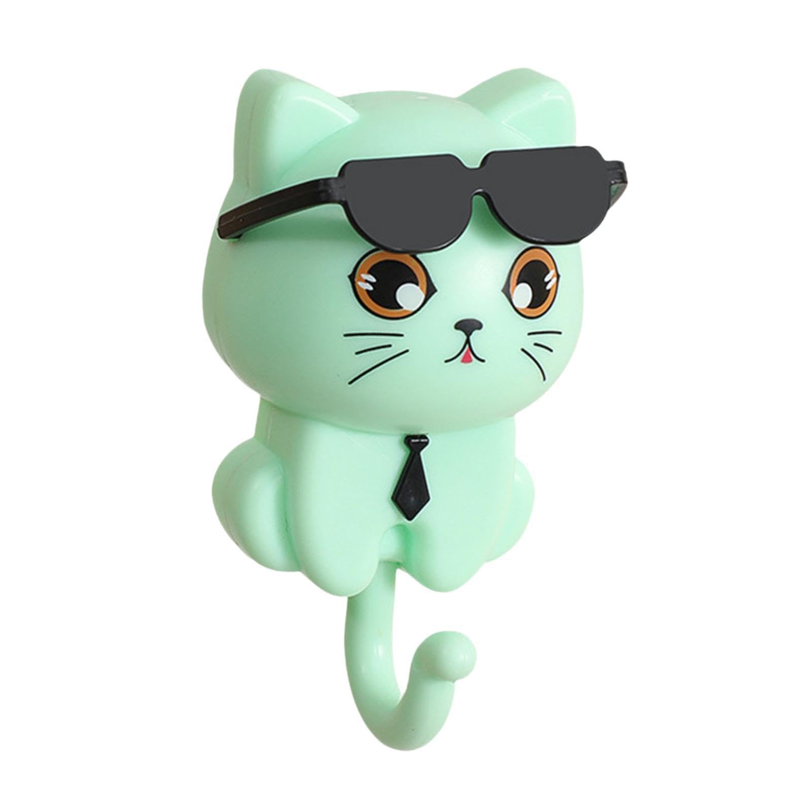 Puxzyax Green For Creative Coat Hook Cute Cat Key Holder Vibrant 4.5X8.5cm