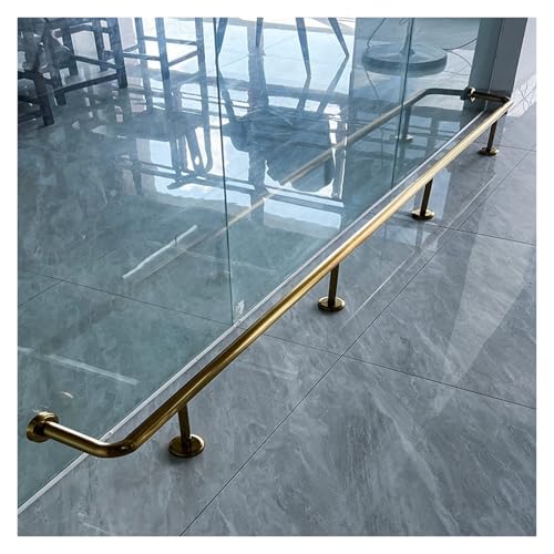 Barra De Apoyo De Pies Para Bar Bar Foot Rail, Soporte De Reposapiés Acero Inoxidable Cepillado En Oro, 1,3 Pulgadas Diámetro, 150 Kg Capacidad Peso, Para Uso Interior Y Exterior(8FT/2.44M)