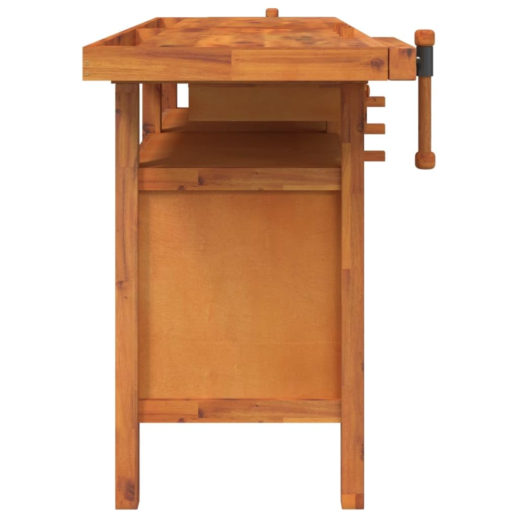 vidaXL Banco de Trabajo con Estante Mesa de Trabajo Organizador para Taller con Almacenaje Cajones y Tornillos Banco Madera 162x62x83 cm