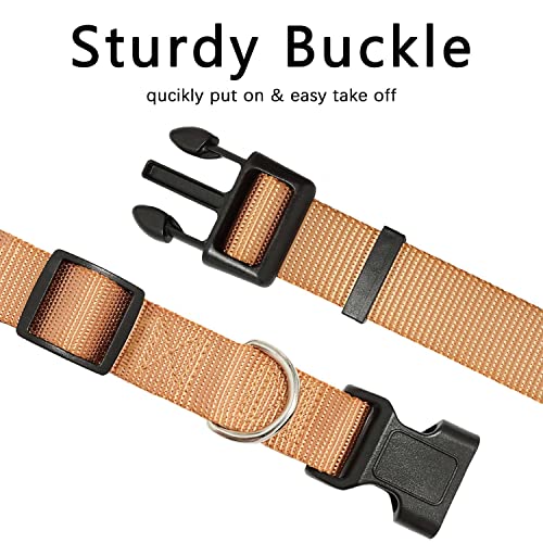 AiTodos® Dog Collar - Brown Nylon Adjustable Breathable Anti Bite Dog Collar Recommended Neck 35-54cm Width 2.5cm - Image 3