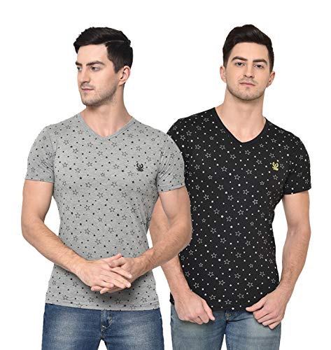 Image of Mack Jonney Men's Cotton Blended Regular Fit T-Shirts (Pack of 2)