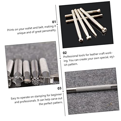 NUOBESTY 18 Pcs Ferramentas de impressão de couro Ferramentas de estampagem de couro Conjunto de fer