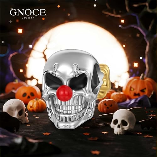 Image of GNOCE Skull Pendant Charm Silver Dangle Charms Bead fit Bracelet /Necklace Jewelry Gift for Women Men
