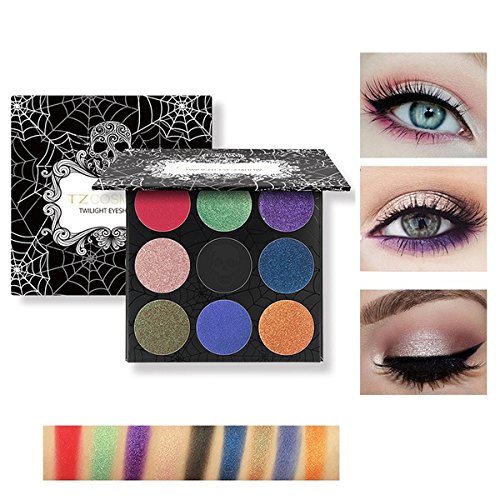 Bluelover TZ Cosmetix 9 Couleurs Crâne Oeil Ombre Palette Halloween Mat Chatoyant Diamant Déjoué Cosplay Maquillage