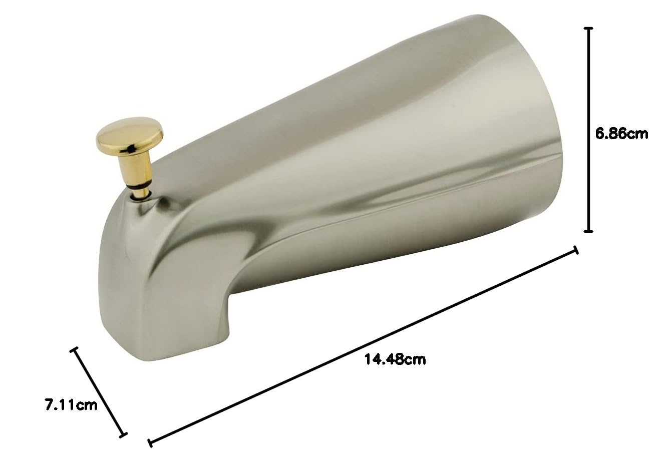 Kingston - Boquilla para bañera (latón, con desviador), níquel satinado/latón pulido, 12,7 cm
