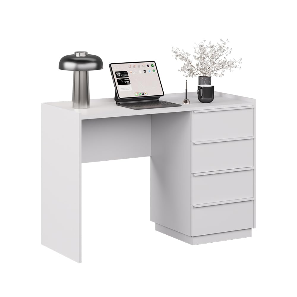 Vicco Bureau Viktoria, Blanc, 110x45cm | avec 4 tiroirs, convient comme poste de travail pour le télétravail et les études