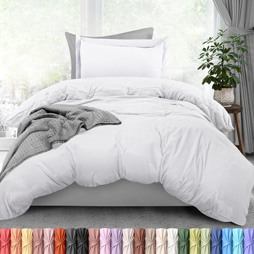 Image of Utopia Bedding Duvet Cover Twin Size - 2 Piece with Zipper Closure - 1 Comforter Cover 68X90 Inches & 1 Pillow Sham 20X26 Inches (White) Comforter Not Included