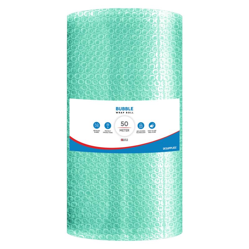 UK SUPPLIES LIMITED Green Biodegradable Bubble Wrap Roll (Pick Any Size 300MM to 1000MM) Lightweight Packing Wrap for Shipping, Moving House & Storage, Protective Packaging Roll, 400MM x 50M