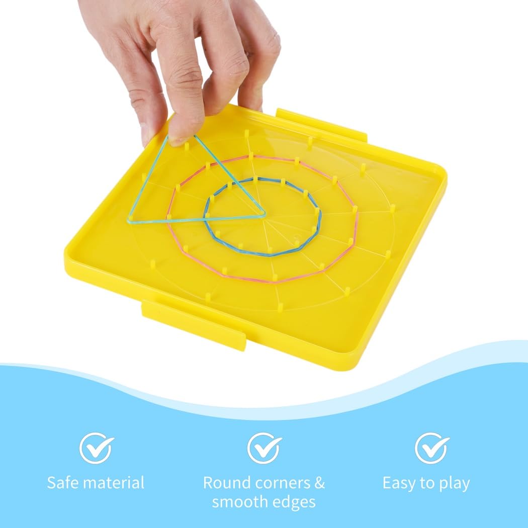 16 pièces planches géométriques avec 160 élastiques, jouets d'apprentissage des formes recto verso, matériel éducatif pour les mathématiques, la géométrie, la motricité manuelle