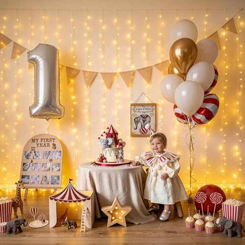 Image of JMEXSUSS USB Plug in Curtain Lights 200 LED with 8 Modes, 6.5ftx6.5ft | Remote, Warm White Curtain Fairy Lights, String Lights for Bedroom, Classroom, Dorm, Wedding, Xmas, Party Decor