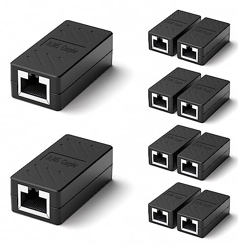 Image of lvy RJ45 Coupler, Ethernet Extension Connector, Internet Coupler for Cat5 Cat5e Cat6e Cat7 Cable, Network Extender (10Pack Black)