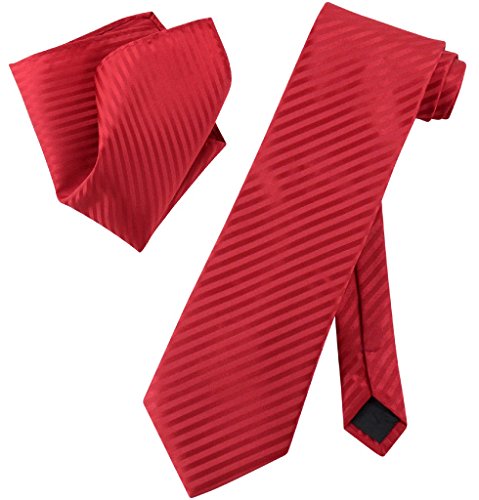 Set de corbata y pañuelo Vesuvio Napoli rojo a rayas miniatura 1