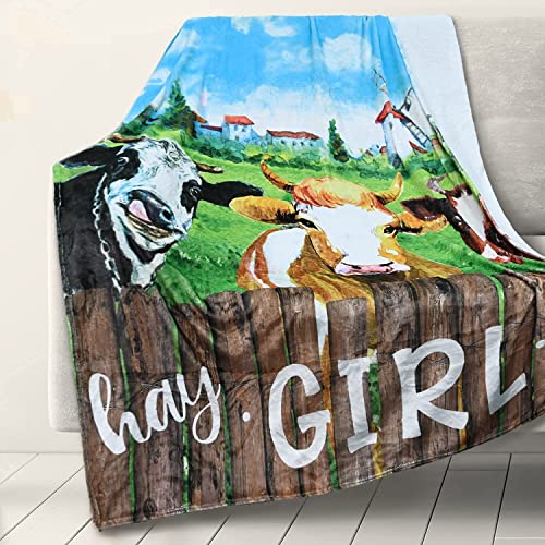 RosieLily Cow Blanket Soft Cow Print Blanket Cow Throw Blanket Flannel Fleece Cow Blankets Warm Cow Blankets and Throws for Living Room, Bed Room (60Wx80L)