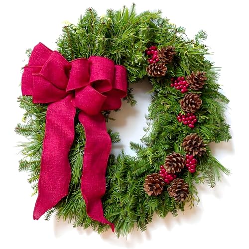 Fresh Christmas Wreath for Front Door 22" - Real Balsam