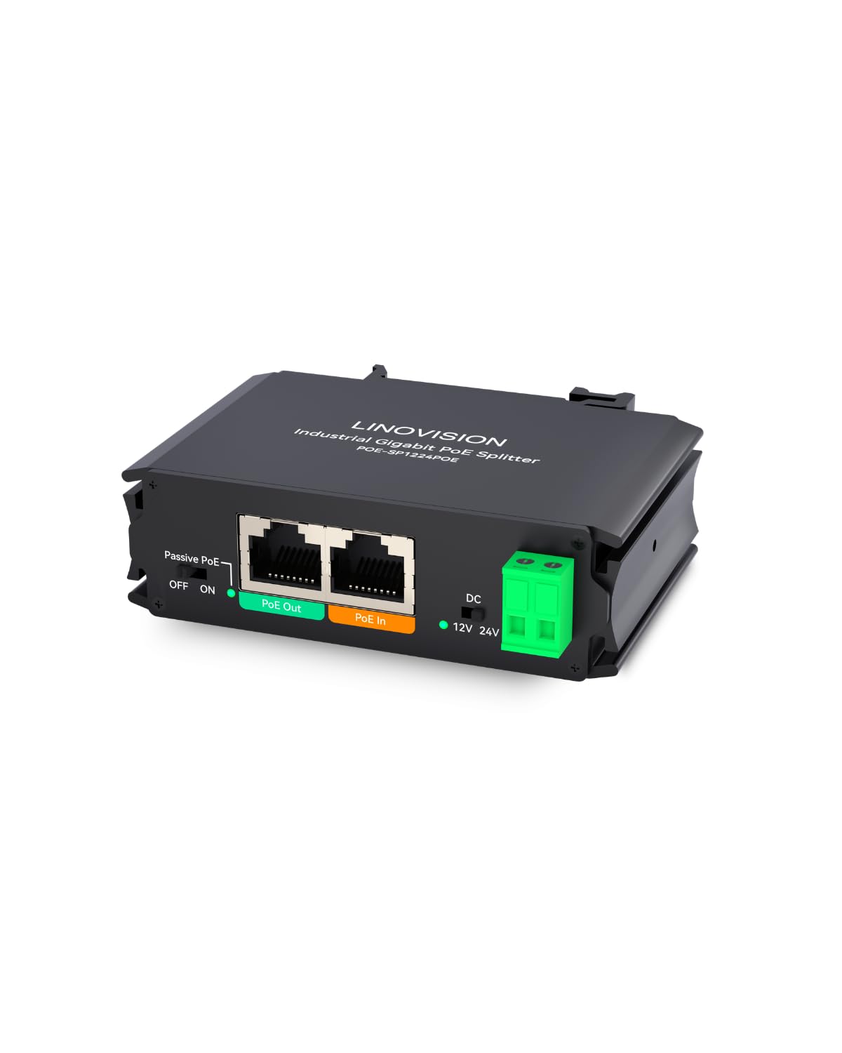 LINOVISION Industrieller Gigabit 30W PoE Splitter mit DC12V-Ausgang und 12V Passiv-PoE-Ausgang, geeignet für Kameras und IoT Systeme