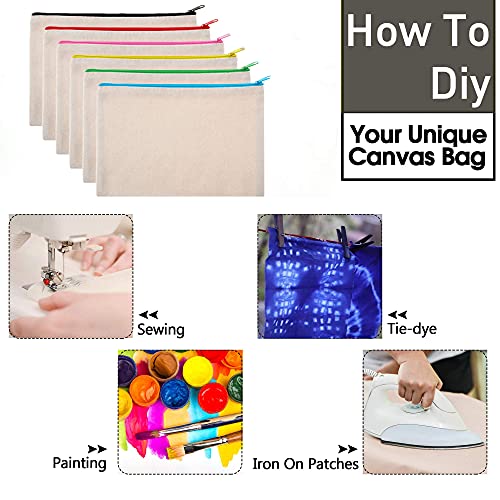 Lege canvas zakken met ritssluiting, 10 stuks pennenmapjes, doe-het-zelf knutseltassen, sublimatie blanco canvas… - Afbeelding 5