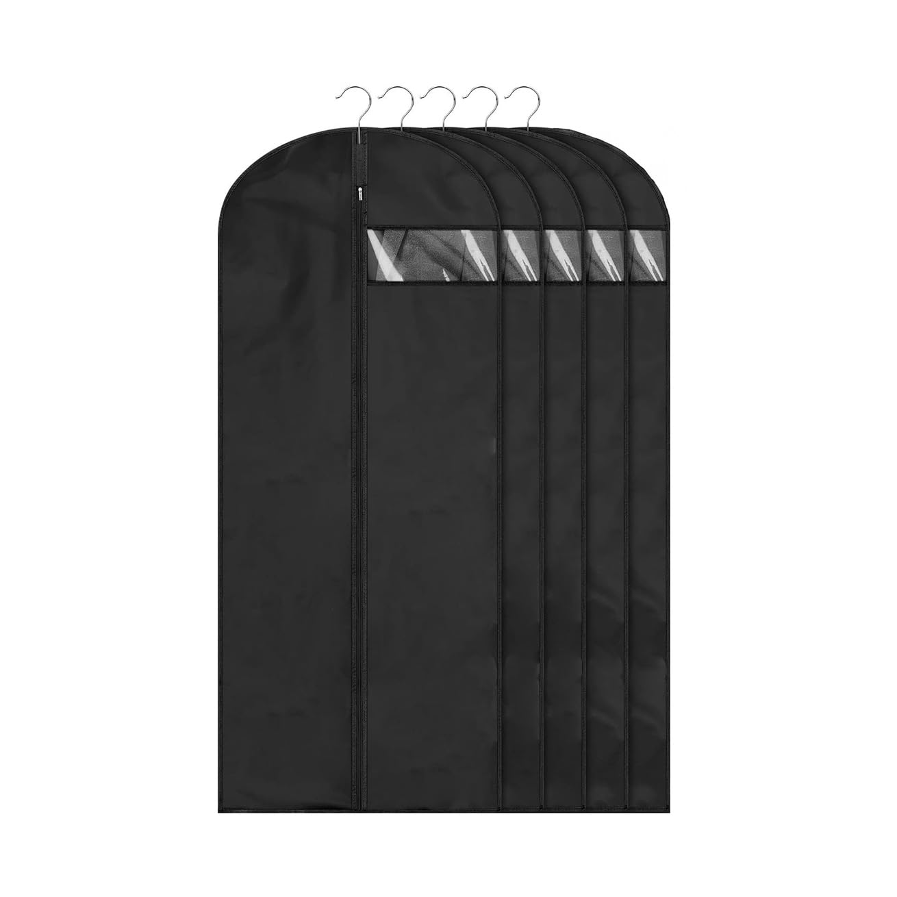 Xiantian Black Clothes Protector Bags Dustproof Clothes Covers Moth Proof Coat Covers With Zip， (Set Of 5) Foldable Washable Clear Lightweight Garment Bags (, 60X150)