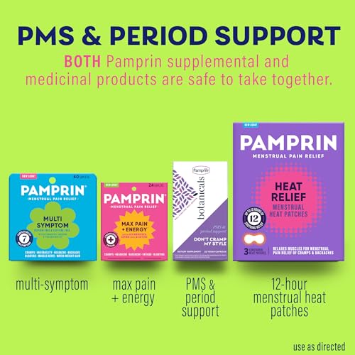 pamprin multi-symptom formula with acetaminophen menstrual period symptoms relief including cramps pain bloating and irritability 40 caplets