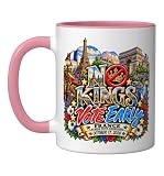 France Stands with Americans No Kings October 2026 Protest Ceramic Mug, Pink/White, 11oz