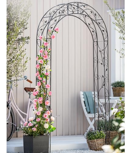 Dehner Rosenbogen Cornwall, ca. 236 x 118 x 31 cm, Metall, grau/schwarz, dunkelgrau