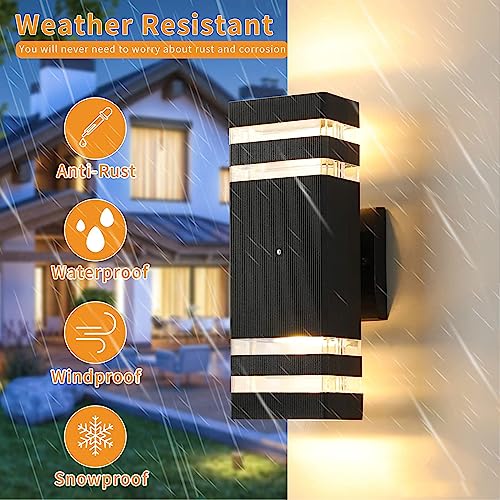 tewei-6-Pack-Dusk-to-Dawn-Outdoor-Light-Fixtures-Modern-Black-Outdoor-Lights-for-House-2-Layer-Up-and-Down-Exterior-Wall-Lights-IP65-Waterproof-Outdoor-Sconces-Lighting-for-Porch-Garage-3000K tewei 6 Pack Dusk to Dawn Outdoor Light Fixtures Modern Black Outdoor Lights for House 2 Layer Up and Down Exterior Wall Lights IP65 Waterproof Outdoor Sconces Lighting for Porch Garage 3000K