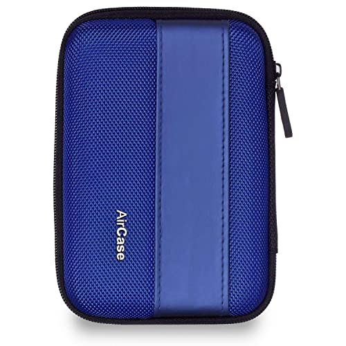 Image of AirCase Rugged Hard Drive Case for 2.5-inch Western Digital, Seagate, Toshiba & C41- Earphone Case Pouch & Travel Organizer for Earphone, Pen Drives, Memory Card, Data Cable (Red Zip)