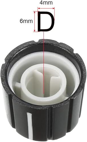 Miniatura 4 de uxcell 20 pomos giratorios de potenciómetro de plástico de 0.591 x 0.531 in para perilla de volumen de guitarra de 0.236 in de diámetro tipo D.