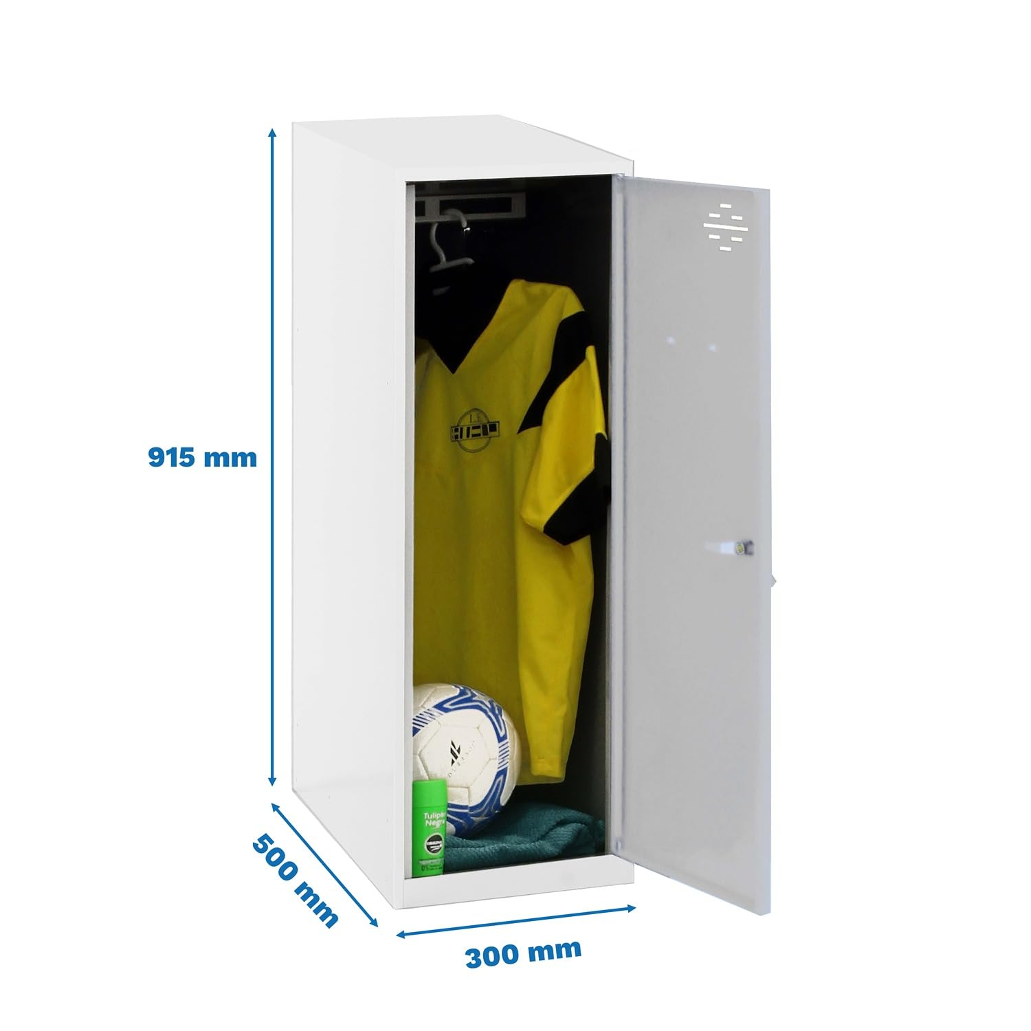 Simon Rack Taquilla Vestuario Pequeña 915x300x500 mm - Simonlocker | Incluye 2 Llaves, Pintura anticorrosión, Ranura de ventilación y etiquetador, Blanco/Gris