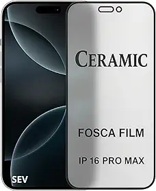 Película Cerâmica Fosca 9D Premium Compativel Com iPhone 16 Pro Max, Anti-Reflexo, Anti-Impacto, Proteção Total, Acompanha Kit de Limpeza