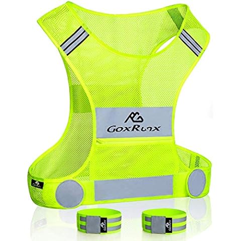 Reflective Vest Running Gear, Lightweight Motorcycle Cycling Reflective Vests with Large Pocket & Adjustable Waist for Women Men Running Safety Vest with Reflective Bands (Green, Large) Cover