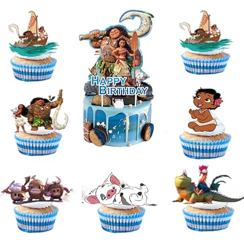 ZGYDNM 25pcs moana Cake Toppers Cupcake Toppers Cake Decorations,moana Birthday Party Supplies Decorations (2) Cover