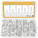Sutemribor 255 Pieces #2 x 1/4' 3/8' 1/2' 5/8' 3/4' Wood Screws Set, Phillips Pan Head #2 Self-Tapping Screws Assortment Kit, 304 Stainless Steel