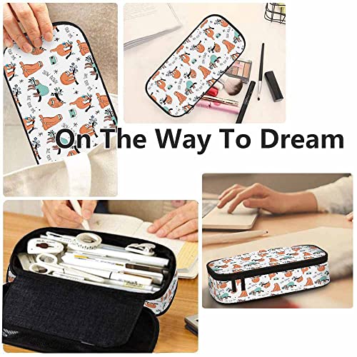 Image of Yekiua Sloth Pen Bag Cute Funny Cartoon Sloth Large Pencil Case Big Capacity Pencil Pouch Pencil Holder