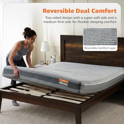 Image of Amazon Basics Orthopedic Classic Comfort Memory Foam Mattress | Queen Size Bed Mattress, 8-Inch Thick | 3-Layer Foam Build, Zero Motion Transfer (78x60x8 Inches, Medium Firm, Zippered Cover)