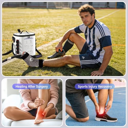 Image of Cold Therapy Machine with Programmable Timer, Portable Ice Machine for Ankle After Surgery, Ankle Replacement Recovery System, Cryotherapy Pain Relief w /Compression Pad