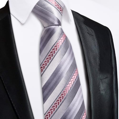 Image of Hi-Tie Zipper Ties for Men Pre-tied Tie Set Lapel Pin Pocket Square and Cufflinks Formal Business Wedding Adjustable Necktie