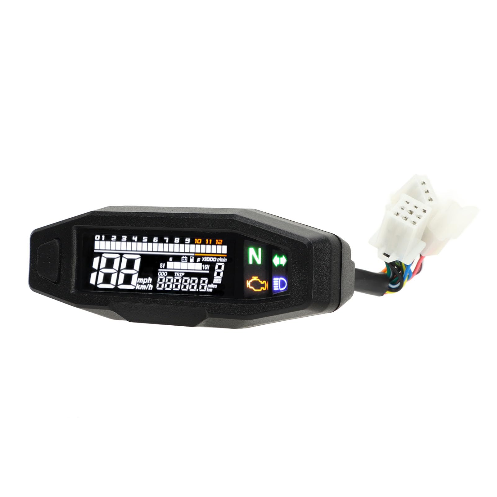 Contachilometri Contagiri per Moto, Contachilometri Digitale Universale per Moto DC 12V Tachimetro LCD Contachilometri Contachilometri Indicatore Livello Carburante per Moto con