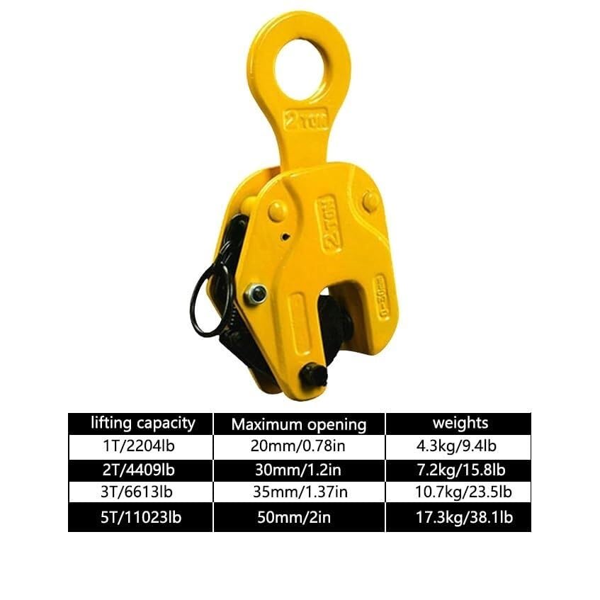 Zaciski do podnoszenia, pionowy zacisk płytowy, 1-5 ton zacisk do podnoszenia blachy stalowej, otwór szczęki do 5 cm, do podnoszenia i transportu ciężkich (3T)