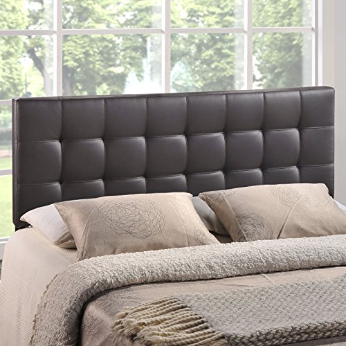 Lily Tufted Faux Leather Upholstered Full Headboard In Brown