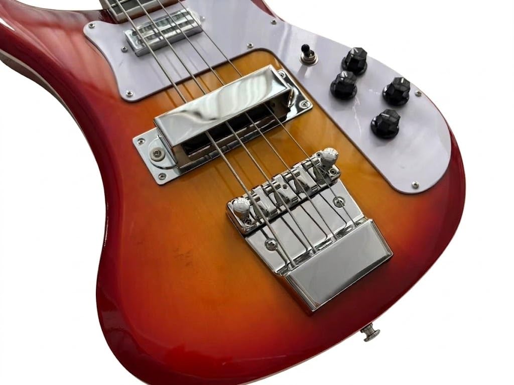 Basso elettrico Solid Body, stile tributo classico Sunburst con doppi pickup, 4 corde full size for performance sul palco rock (Bajo Eléctrico)