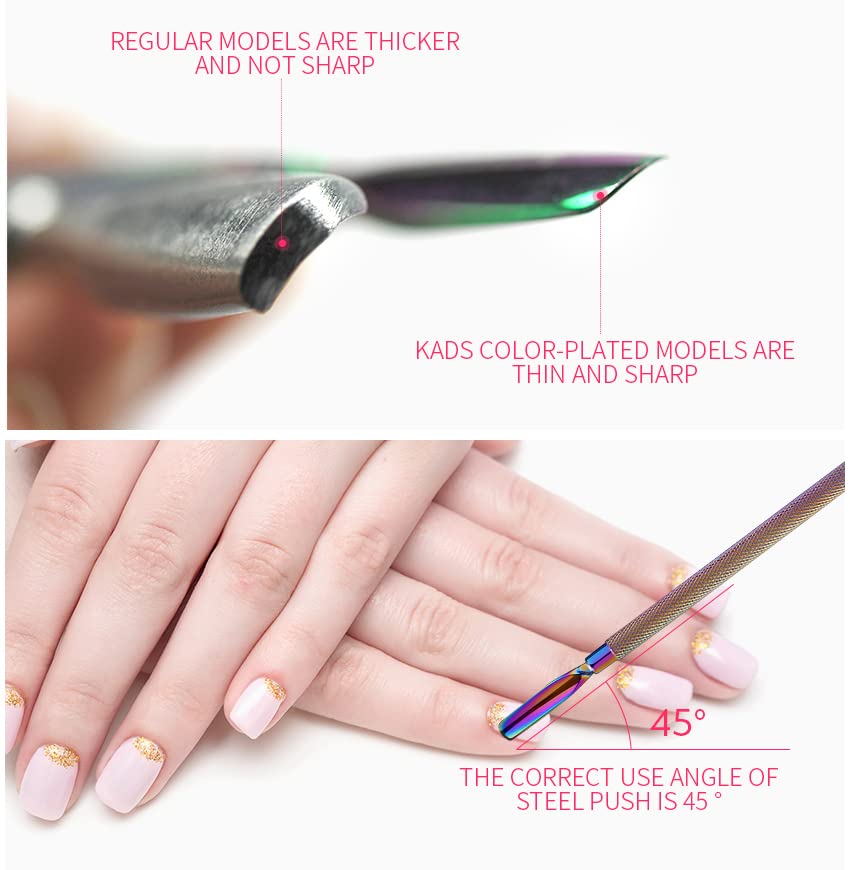 Miniatura 6 de Rolabling 7 piezas de acero inoxidable profesional para arte de uñas, palitos de madera naranja, removedor de cutículas, empujador de cutículas de